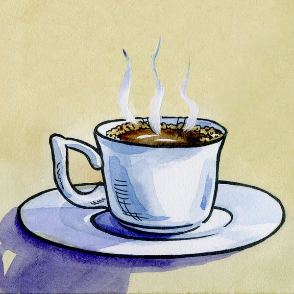 Acquerello tazza di caffè — Foto Stock