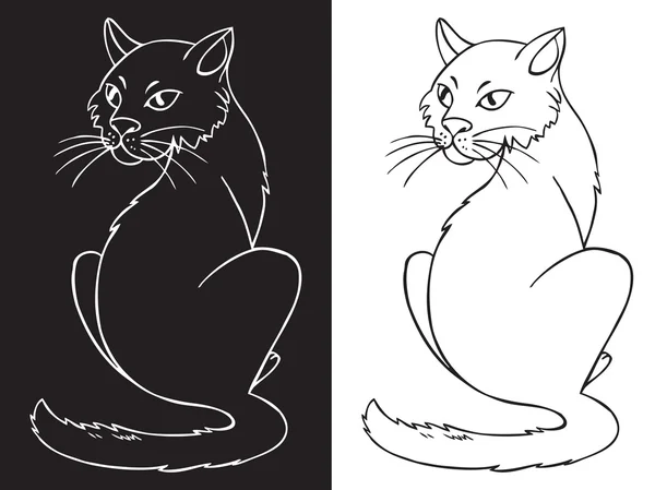 白と黒の背景の上の猫 — ストックベクタ