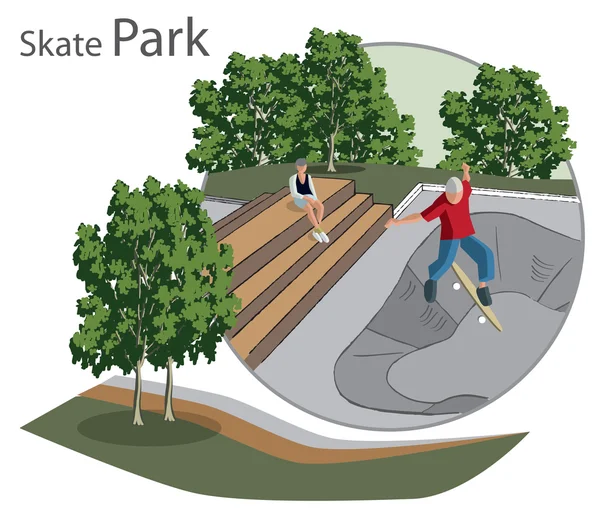 滑板公园素描 — 图库矢量图片