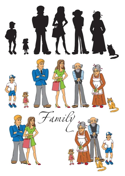 Familia personas sobre fondo blanco — Vector de stock