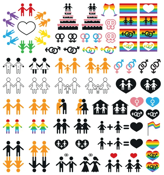 Ikony mniejszości seksualnych gejów i lesbijek — Wektor stockowy