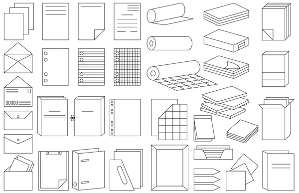 아이콘 선형 종이 및 폴더 — 스톡 벡터
