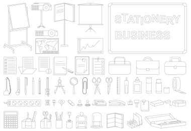 icons business stationery line clipart