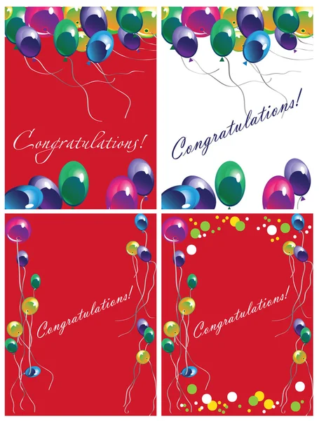 Cartes de vœux avec ballons — Image vectorielle