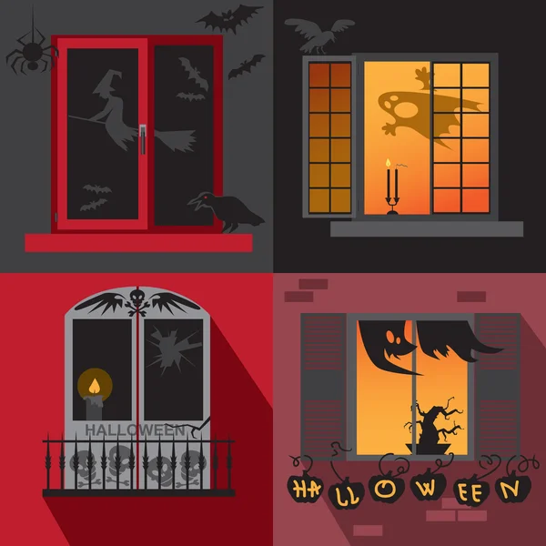 Halloween vacaciones ventanas — Archivo Imágenes Vectoriales