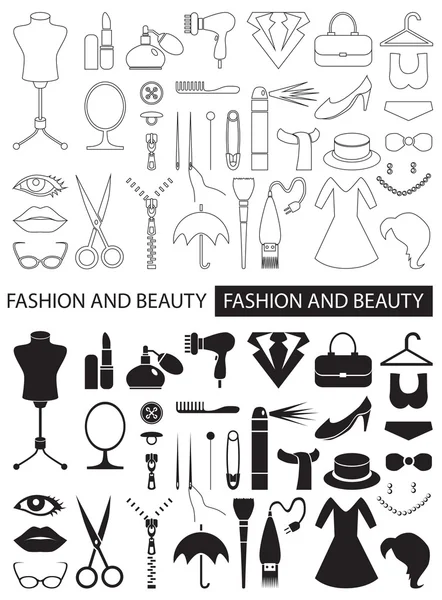 Icons of fashion and beauty — Stock Vector