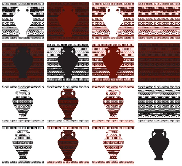 Padrão de ornamento e vaso grego —  Vetores de Stock