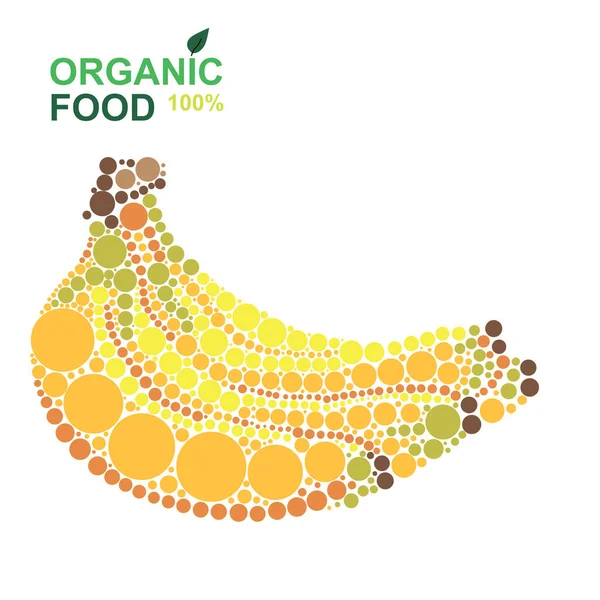 有機食品黄色のバナナは白い背景の点から作られています 天然物 — ストックベクタ