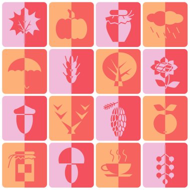 gölgeli renkli sonbahar simgeleri