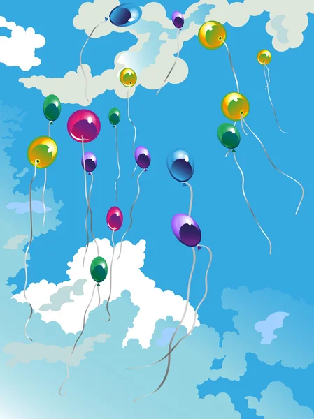 Des ballons dans le ciel — Image vectorielle