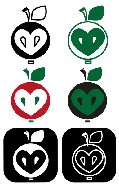Coeur de pomme — Image vectorielle