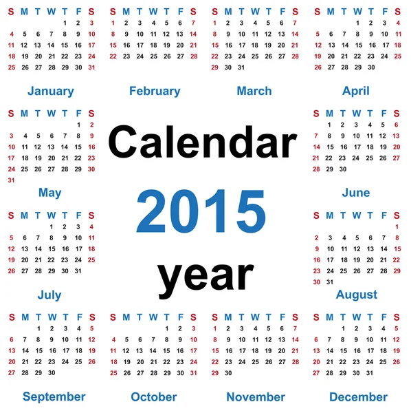 Calendario per il 2015 — Vettoriale Stock