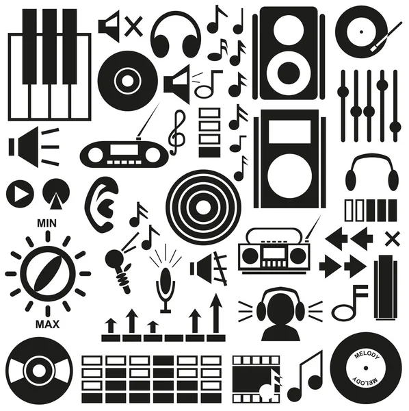 Иконы музыка, звук — стоковый вектор