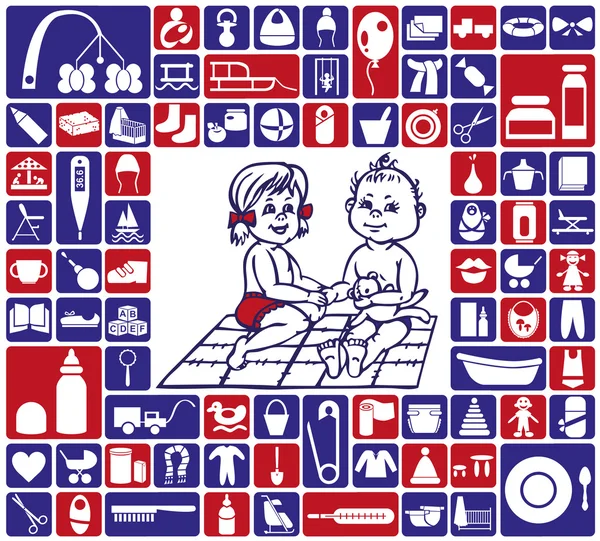 Иконы детские принадлежности — стоковый вектор