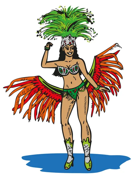 Brésilien en costume de carnaval — Image vectorielle