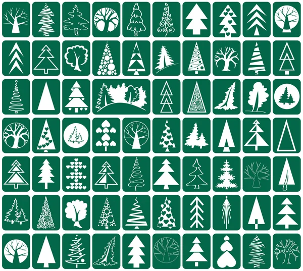 Coniferous and deciduous trees icons — Stock Vector