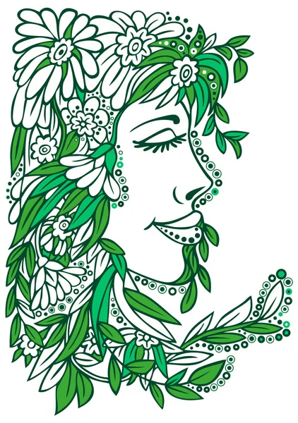 Mujer ornamento floral — Vector de stock