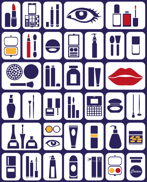 Iconos de cosméticos en blanco — Vector de stock