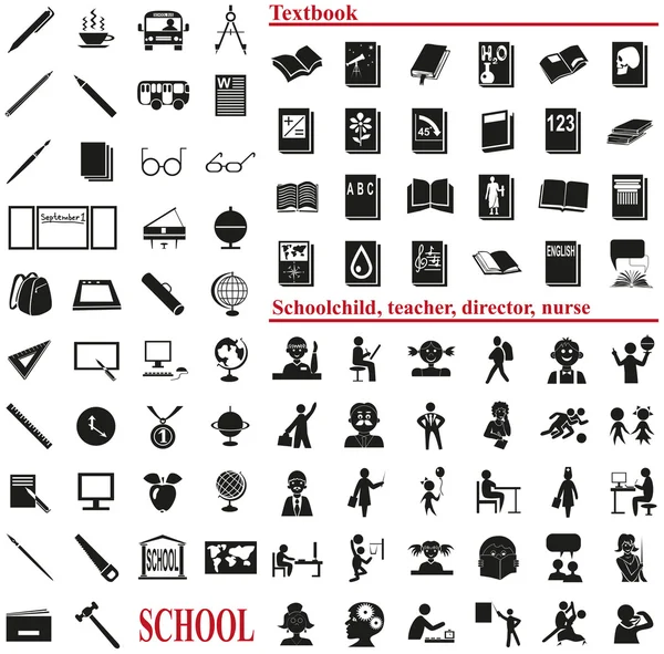 School pictogrammen op wit — Stockvector