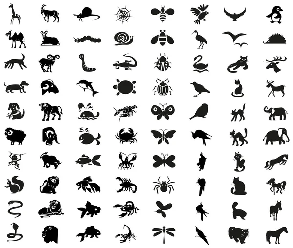 Zwierzęta, ptaki, owady ikony — Wektor stockowy