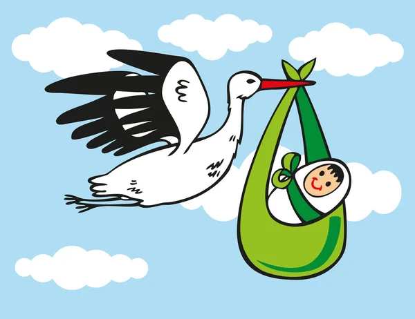 Storch bringt Baby zur Welt — Stockvektor