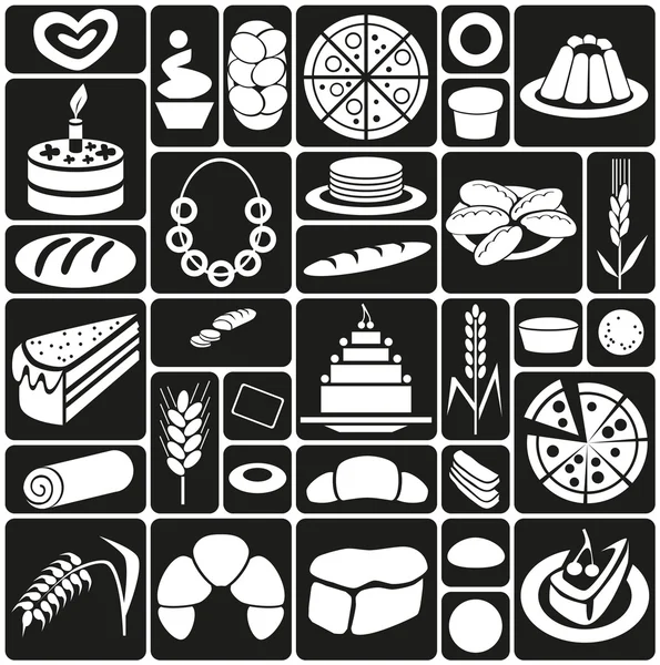 Baking icons on black — Stock Vector