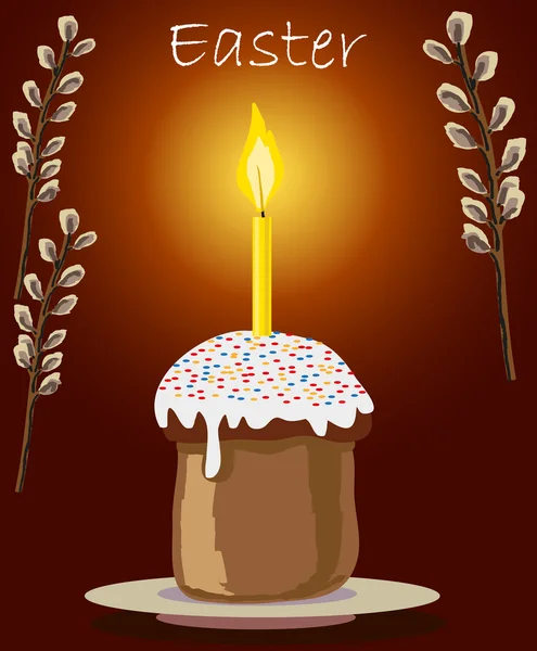 Cake and candle at Easter — Stock Vector