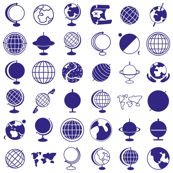 Globe, aarde pictogrammen op wit — Stockvector