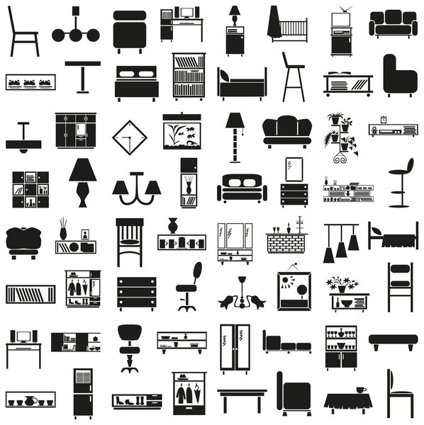 furniture black icons on white