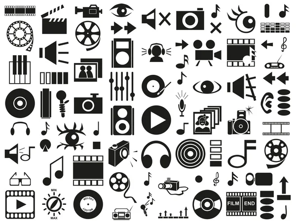 Sonido, iconos de vídeo en blanco — Archivo Imágenes Vectoriales