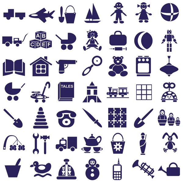 Speelgoed pictogrammen op wit — Stockvector