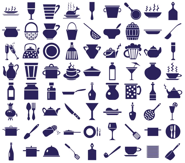 Bir beyaz mutfak eşyaları simgeleri