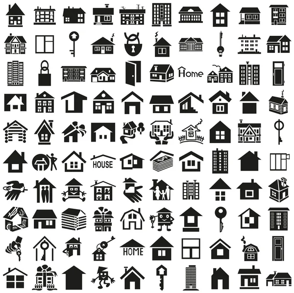 Home icons on white — Stock Vector