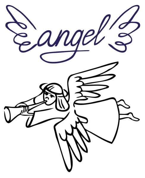 Angel with flute — Stock Vector