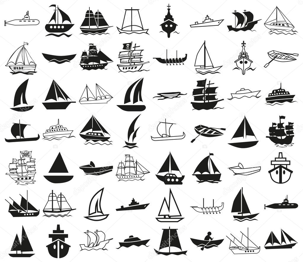 ships icons on white