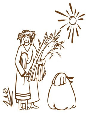 Mother and daughter, rye and the sun clipart