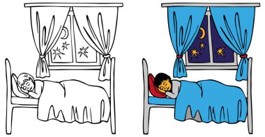 Bebek yatakta uyuyor.