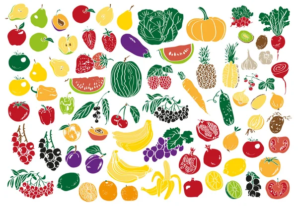 Vegetables and fruits color — Stock Vector
