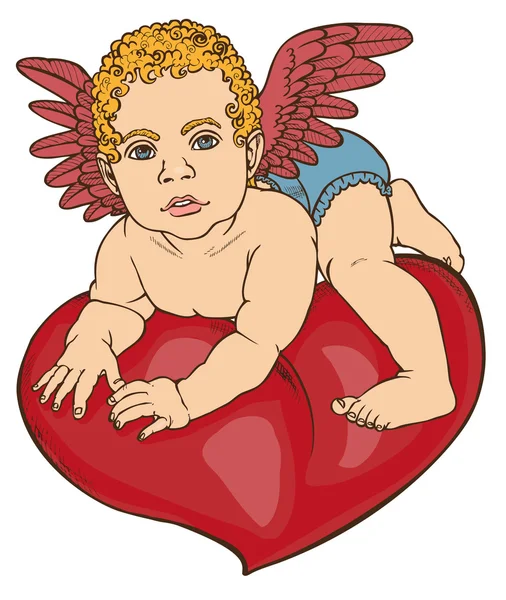 Cor do coração do bebê cupido —  Vetores de Stock