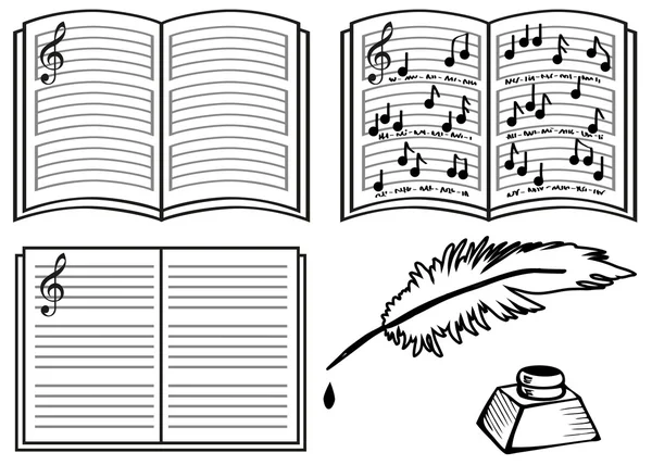Zenei könyvek, jegyzetek — Stock Vector