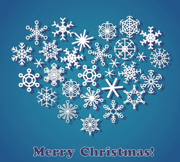 Flocons de neige de Noël forme de coeur — Image vectorielle