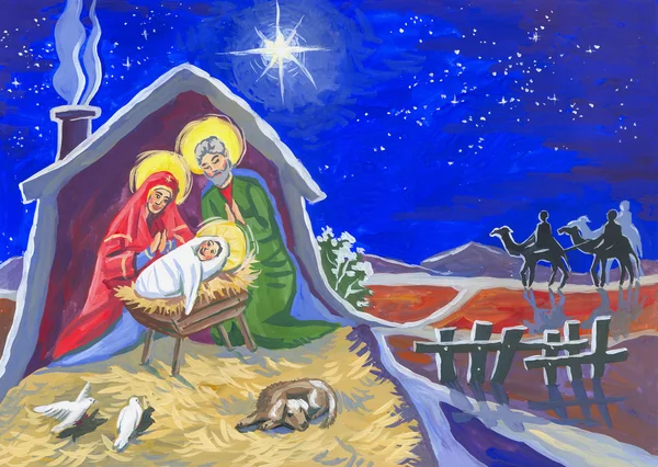 クリスマスの星と赤ちゃん — ストック写真