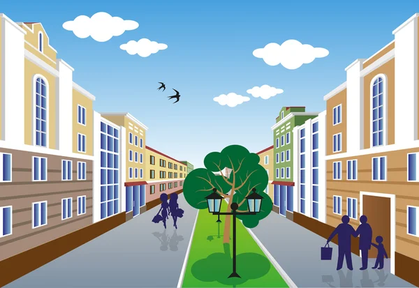 Şehir sokak perspektif yaz