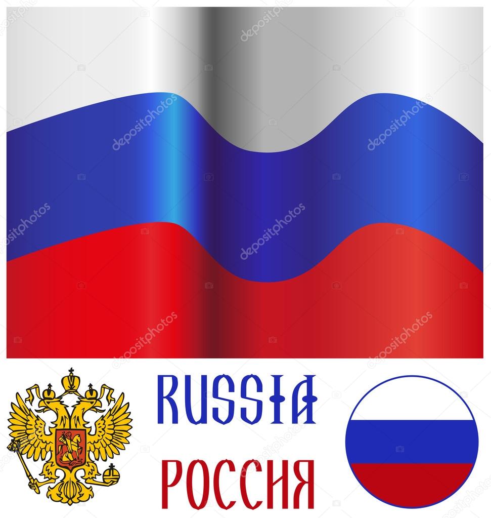 Russian flag and emblem