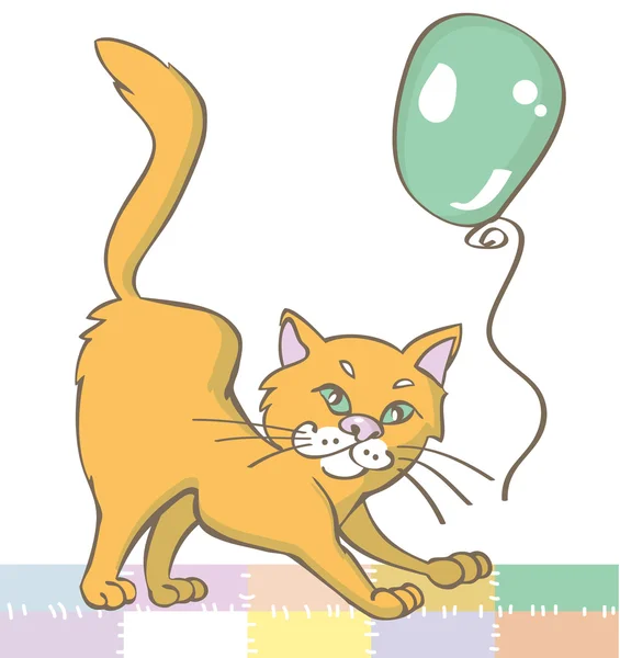 Imbir cat i balon — Wektor stockowy