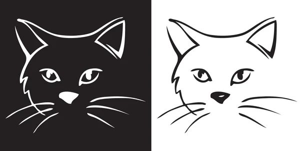 Kedi başına siyah ve beyaz arka plan — Stok Vektör