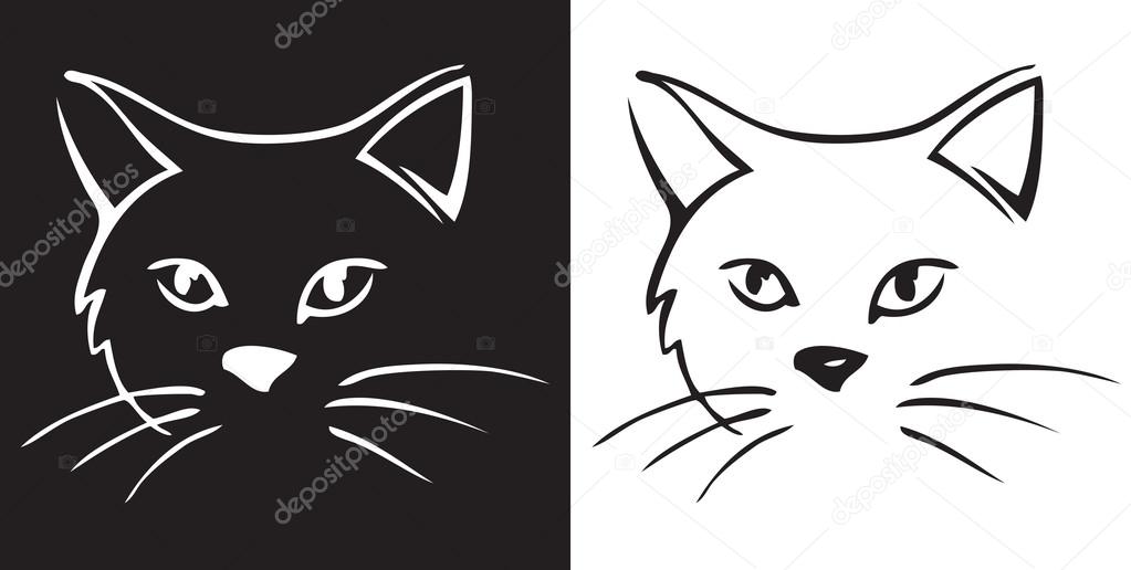 Logo Chat Noir Et Blanc Dessin