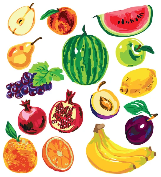 Couleur des fruits sur fond blanc — Image vectorielle