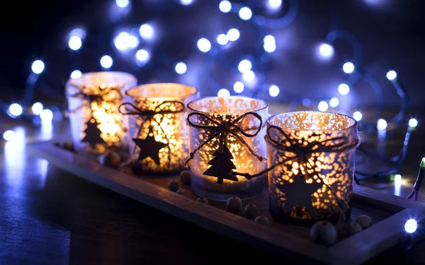 Advent, four candles decorated — Stock Photo, Image