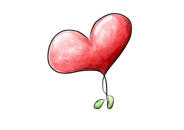 Hand drawing cartoon heart — Stock Photo, Image